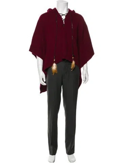 Pre-owned Greyson Wool Mock Neck Cardigan In Burgundy