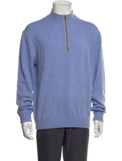 Pre-owned Greyson Wool Mock Neck Sweatshirt W/ Tags In Blue