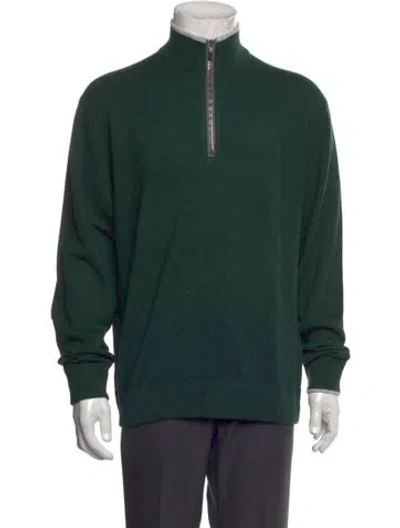 Pre-owned Greyson Wool Mock Neck Sweatshirt W/ Tags In Green