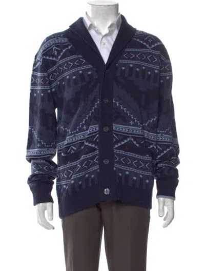 Pre-owned Greyson Wool Printed Cardigan In Blue