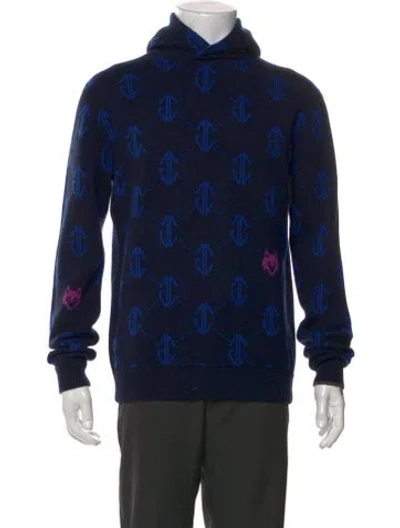 Pre-owned Greyson Wool Printed Hoodie In Blue