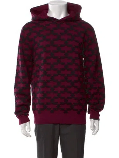 Pre-owned Greyson Wool Printed Pullover In Burgundy