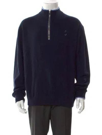 Pre-owned Greyson Wool Turtleneck Polo Sweater In Blue