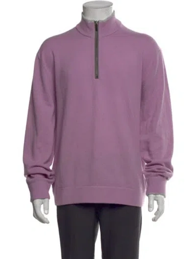 Pre-owned Greyson Wool Turtleneck Polo Sweater In Purple
