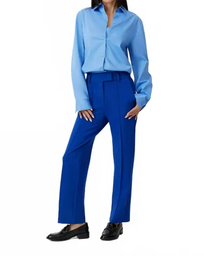 Grey/ven Paris Mid-rise Straight Leg Ponte Trousers In Lapis In Blue