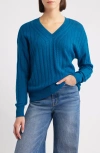 Griffen Cable Wool & Cashmere V-neck Sweater In Blue