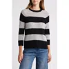 Griffen Stripe Wool & Cashmere Crewneck Sweater In Black/light Grey