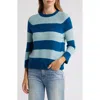 Griffen Stripe Wool & Cashmere Crewneck Sweater In Teal/ice