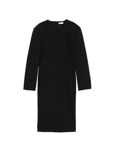 Grifoni Alaina Long-sleeve Shift Midi Dress In Schwarz