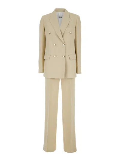 GRIFONI BEIGE DOUBLE-BREASTED SUIT WITH NOTCHED REVERS