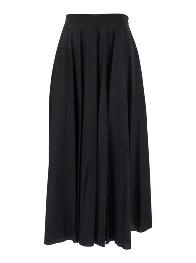 Grifoni Black Long Skirt With Draped Details