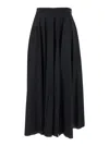 Grifoni Black Long Skirt With Draped Details And Side Zip Closure In Cotton Woman In Black