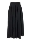 Grifoni Black Long Skirt With Draped Details And Side Zip Closure In Cotton Woman In Black