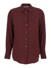 Grifoni Bordeaux Shirt With Classic Collar And Buttoned Cuffs In Cotton Blend Woman In Red