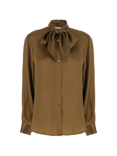 Grifoni Bow-detail Long-sleeve Blouse In Brown