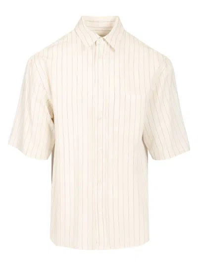 Grifoni Camicia Manica Corta Rigata Shirts Black In Pink