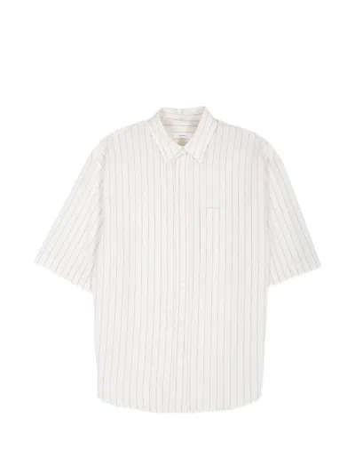 Grifoni Celeste Striped Short-sleeved Shirt In Neutral