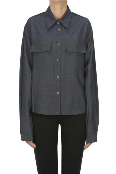 Grifoni Cropped Shirt In Blue