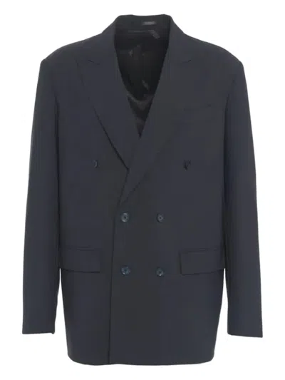 Grifoni Double-breasted Peak-lapel Blazer In Blue