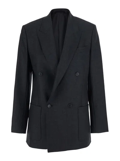 Grifoni Double-breasted Notched Revers Blazer In Black
