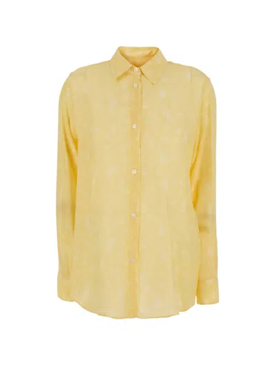 Grifoni Floral-print Long-sleeve Shirt In Yellow