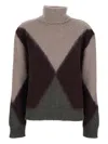 Grifoni Geometric Brushed Wool Sweater In Multi