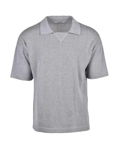 Grifoni Grey Cotton Knit Polo Shirt In Gray