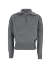 Grifoni Wool Half-zip Pullover Sweater In Gray