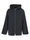 Grifoni Grey Jacket With Fixed Hood And Zip-up Fastening In Wool Blend Woman In Black