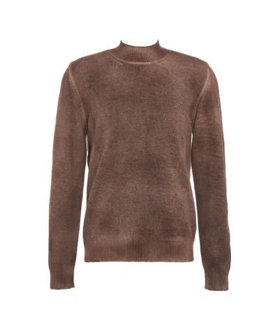 Grifoni Knitted Sweater With High Collar In Brown
