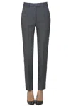 Grifoni Linen And Cotton Cigarette Trousers In Gray