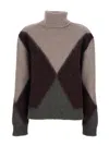 Grifoni Maglia Collo Alto Intarsio In Brown