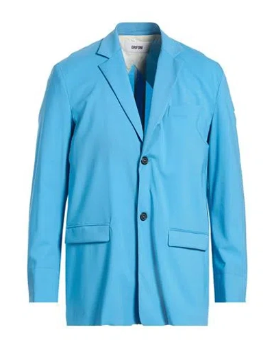 Grifoni Man Blazer Azure Size 38 Virgin Wool, Elastane In Blue