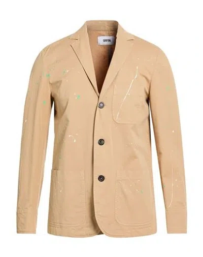 Grifoni Man Blazer Beige Size 42 Cotton, Elastane In Brown
