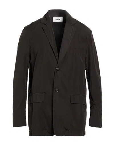 Grifoni Man Blazer Black Size 38 Cotton In Brown