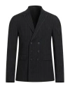 Grifoni Man Blazer Black Size 38 Wool, Linen In Black