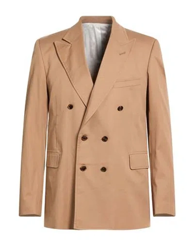 Grifoni Man Blazer Camel Size 40 Cotton, Elastane In Brown