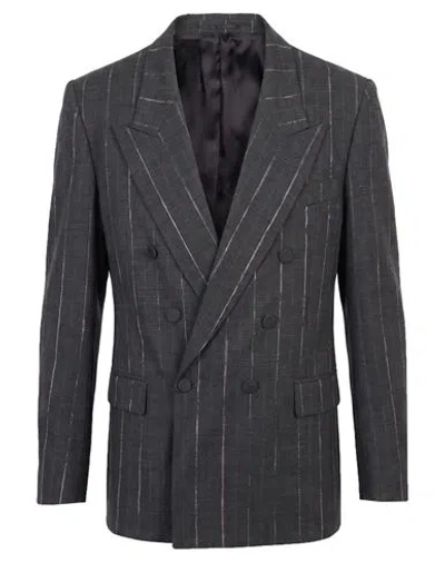 Grifoni Man Blazer Charcoal Size 40 Polyester, Virgin Wool, Elastane In Grey