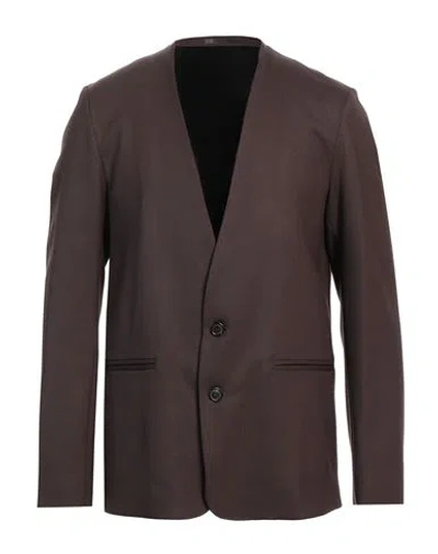 Grifoni Man Blazer Dark Brown Size 42 Polyester, Virgin Wool, Elastane