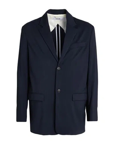 Grifoni Man Blazer Navy Size 38 Virgin Wool, Elastane In Blue