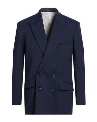 Grifoni Man Blazer Navy Size 40 Polyester, Virgin Wool, Elastane In Blue