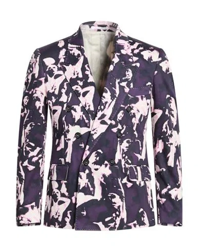 Grifoni Man Blazer Purple Size 38 Cotton, Elastane