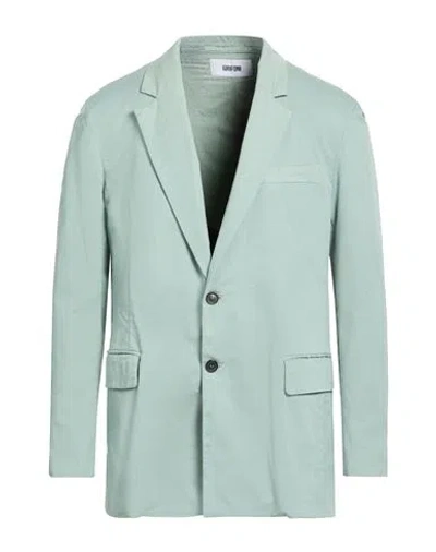Grifoni Man Blazer Sage Green Size 40 Cotton, Elastane In Blue