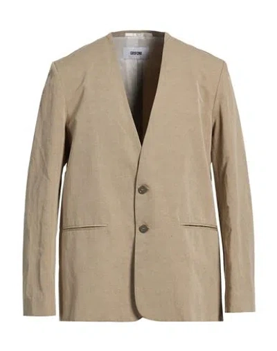 Grifoni Man Blazer Sand Size 42 Linen, Cotton In Neutral
