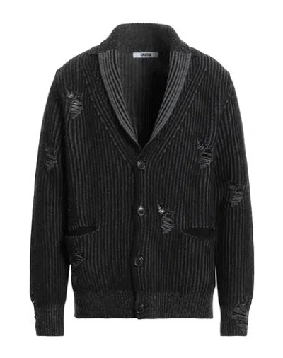 Grifoni Man Cardigan Black Size 42 Virgin Wool In Multi