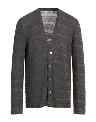 Grifoni Man Cardigan Charcoal Size 40 Cotton In Gray