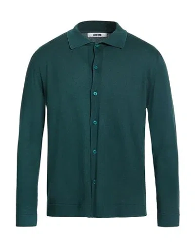 Grifoni Man Cardigan Dark Green Size 42 Cotton, Cashmere