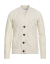 Grifoni Man Cardigan Ivory Size 38 Wool, Polyamide In White