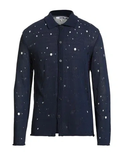 Grifoni Man Cardigan Navy Size 38 Cotton, Polyamide