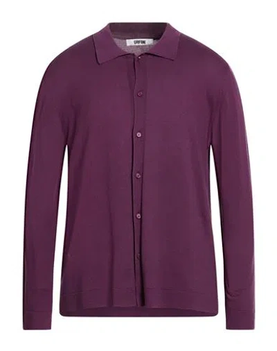 Grifoni Man Cardigan Purple Size 40 Cotton, Cashmere